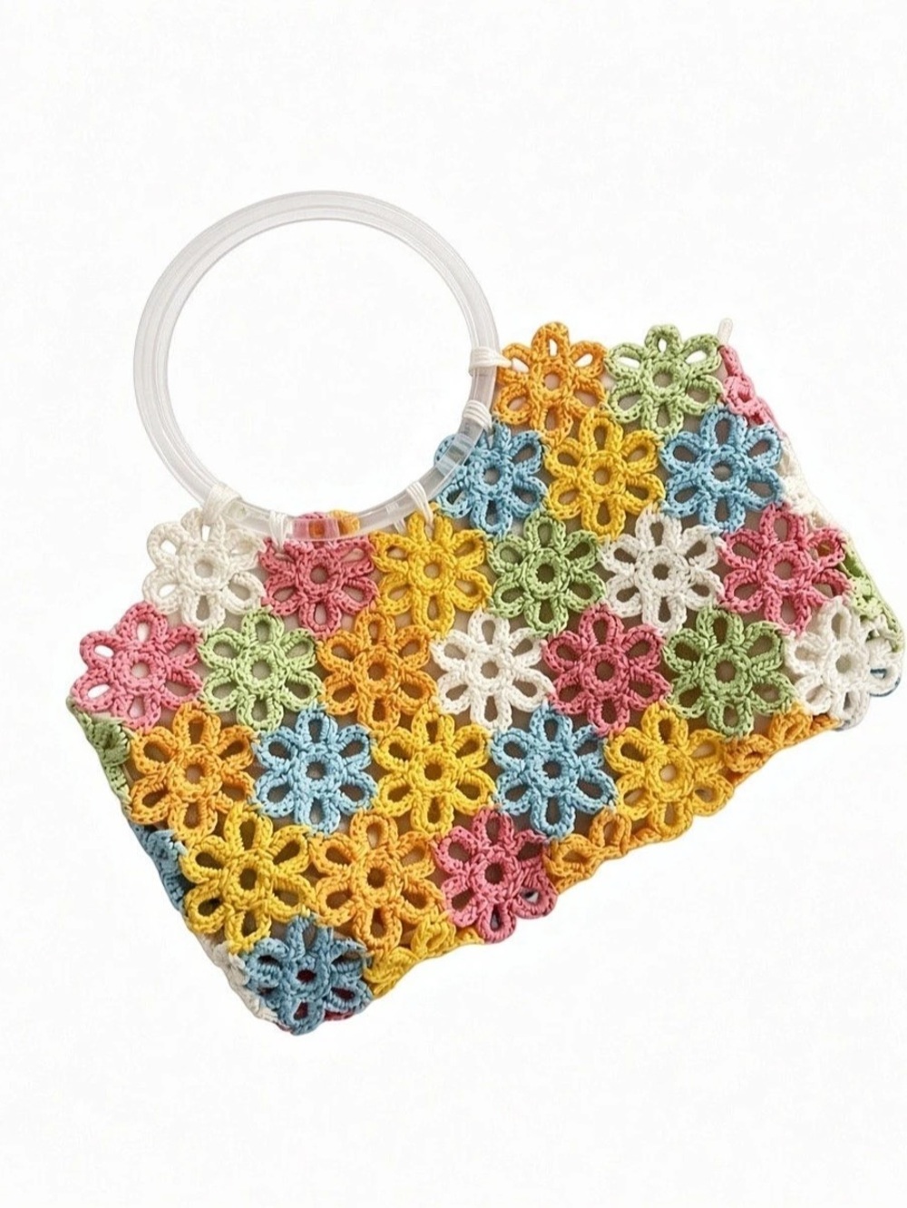 Multicolor Crochet Flower Shoulder Bag Like New